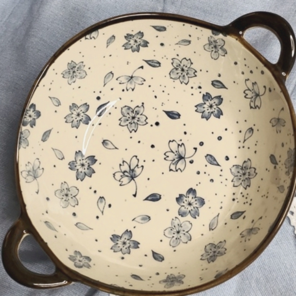 Floral Ceramic Bowl‎ with Handles